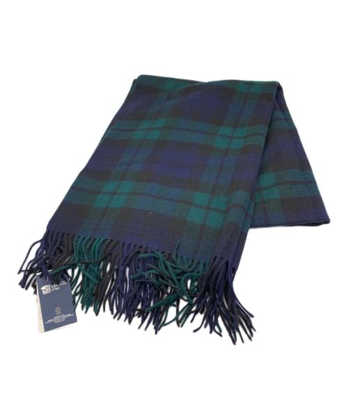 JOHNSTONS（ジョンストンズ）JOHNSTONS (ジョンストンズ) マフラー グリーン×ネイビーの古着・服飾アイテム