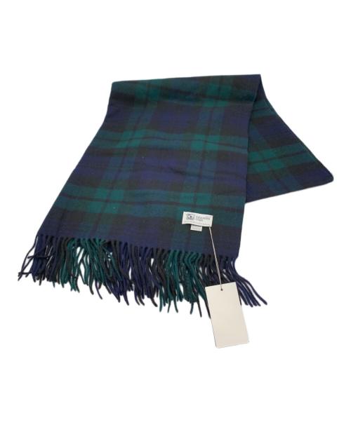 JOHNSTONS（ジョンストンズ）JOHNSTONS (ジョンストンズ) マフラー グリーン×ネイビーの古着・服飾アイテム