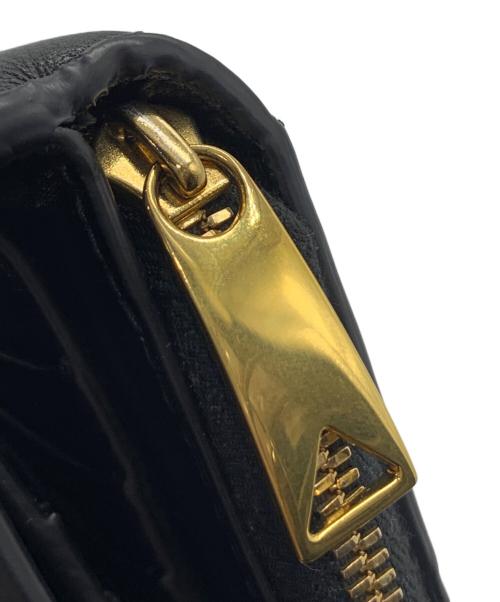 BOTTEGA VENETA（ボッテガベネタ）BOTTEGA VENETA (ボッテガベネタ) イントレチャート　カセットジップアラウンドウォレット ブラックの古着・服飾アイテム