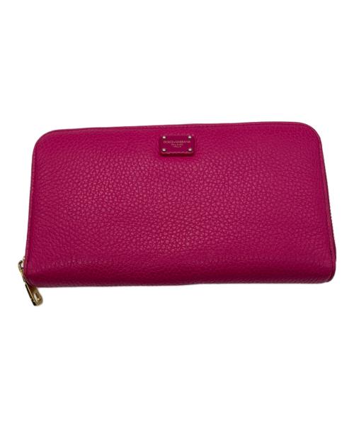 DOLCE & GABBANA（ドルチェ＆ガッバーナ）DOLCE & GABBANA (ドルチェ＆ガッバーナ) ラウンドファスナー財布 ピンクの古着・服飾アイテム