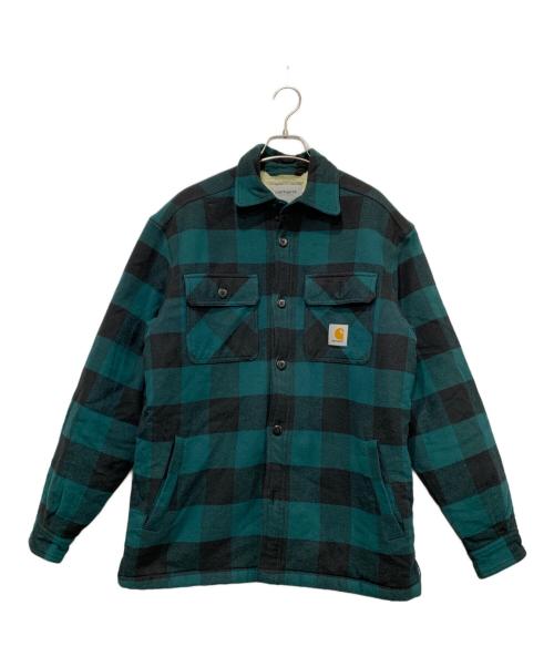 Carhartt WIP（カーハート ワークインプログレス）Carhartt WIP (カーハート ワークインプログレス) メルトンシャツジャケット ブラック×グリーン サイズ:Sの古着・服飾アイテム