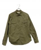 Saint Laurent Parisサンローランパリ）の古着「ダメージ加工ウエスタンシャツ」｜オリーブ