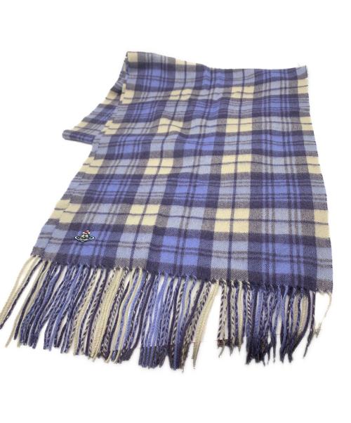 Vivienne Westwood（ヴィヴィアンウエストウッド）Vivienne Westwood (ヴィヴィアンウエストウッド) マフラー ブルー×パープル×ホワイトの古着・服飾アイテム