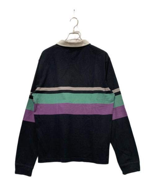 stussy（ステューシー）stussy (ステューシー) ラガーシャツ ブラック×パープル サイズ:SIZE XLの古着・服飾アイテム
