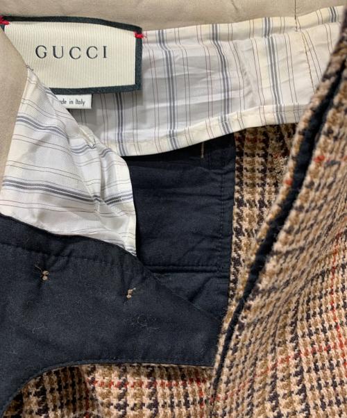GUCCI（グッチ）GUCCI (グッチ) ウールパンツ ベージュ×ブラウン サイズ:SIZE 44の古着・服飾アイテム