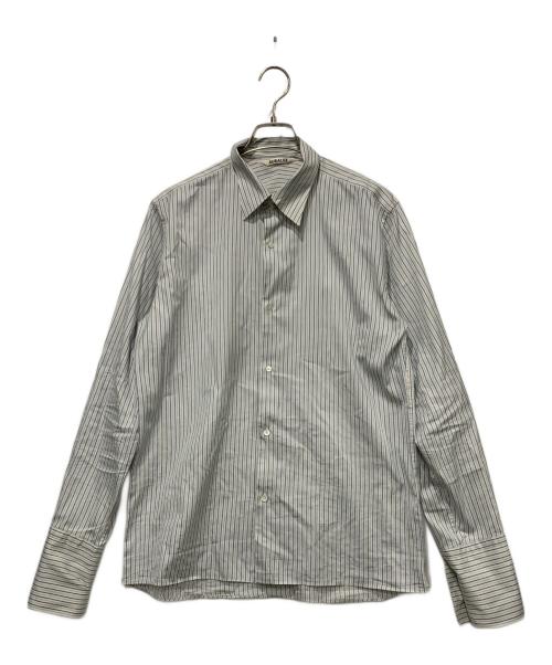 AURALEE（オーラリー）AURALEE (オーラリー) COTTON SILK STRIPE DOUBLE―CUFF SHIRT ホワイト×ブルー サイズ:SIZE 3の古着・服飾アイテム