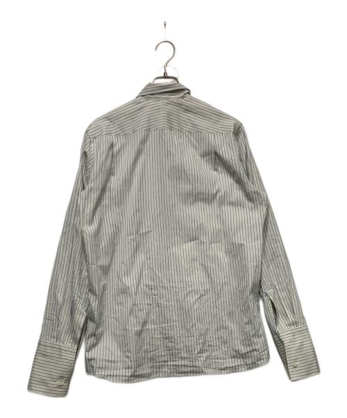 AURALEE（オーラリー）AURALEE (オーラリー) COTTON SILK STRIPE DOUBLE―CUFF SHIRT ホワイト×ブルー サイズ:SIZE 3の古着・服飾アイテム