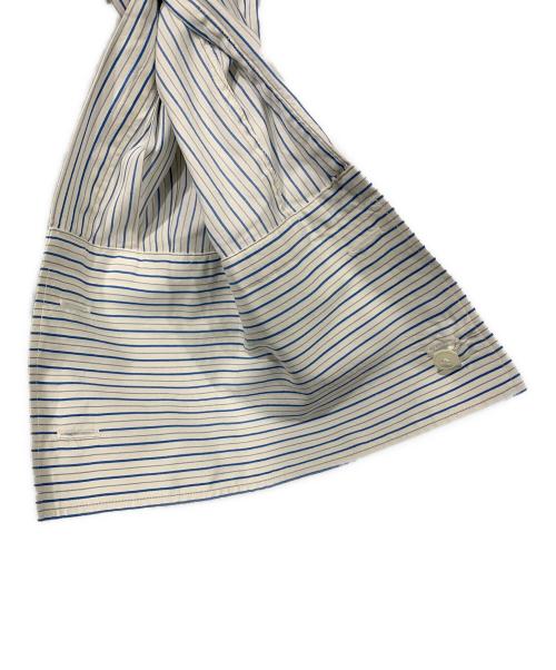 AURALEE（オーラリー）AURALEE (オーラリー) COTTON SILK STRIPE DOUBLE―CUFF SHIRT ホワイト×ブルー サイズ:SIZE 3の古着・服飾アイテム