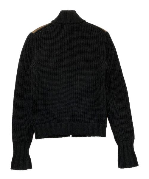 GRAN SASSO（グランサッソ）GRAN SASSO (グランサッソ) コンビネーションニットブルゾン ブラック×ブラウン サイズ:SIZE 46の古着・服飾アイテム