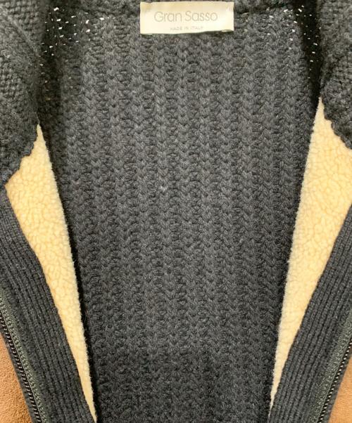 GRAN SASSO（グランサッソ）GRAN SASSO (グランサッソ) コンビネーションニットブルゾン ブラック×ブラウン サイズ:SIZE 46の古着・服飾アイテム