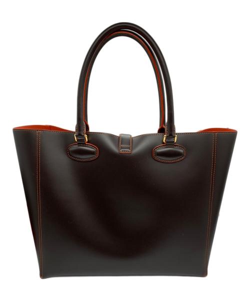 LOEWE（ロエベ）LOEWE (ロエベ) レオ アナグラム　ハンドバッグ ブラウン×オレンジの古着・服飾アイテム