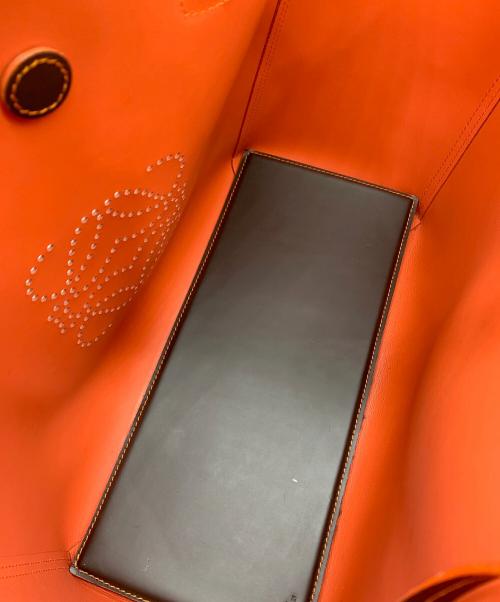 LOEWE（ロエベ）LOEWE (ロエベ) レオ アナグラム　ハンドバッグ ブラウン×オレンジの古着・服飾アイテム