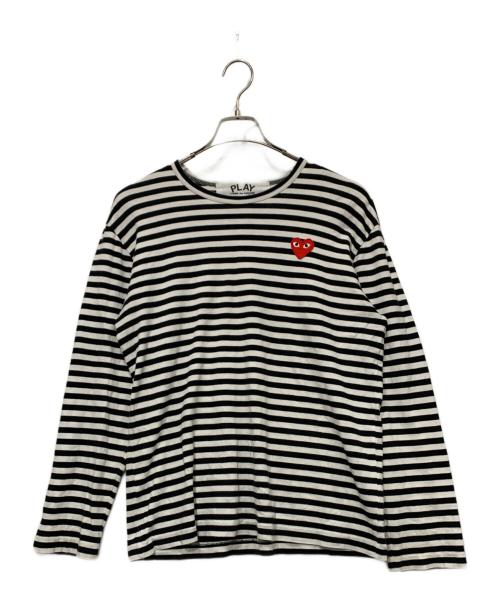 PLAY COMME des GARCONS（プレイコムデギャルソン）PLAY COMME des GARCONS (プレイコムデギャルソン) 長袖カットソー ホワイト×ブラック サイズ:Lサイズの古着・服飾アイテム