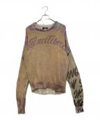stussyステューシー）の古着「ALFONSO SWETER Alfonso Sweater 'Multicolor」｜オリーブ×パープル