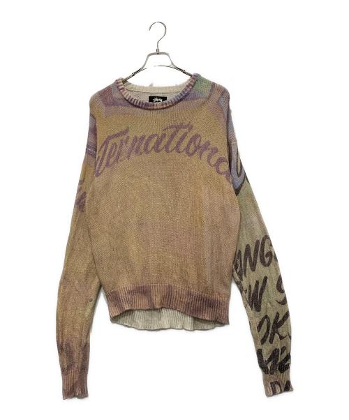 stussy（ステューシー）stussy (ステューシー) ALFONSO SWETER Alfonso Sweater 'Multicolor オリーブ×パープル サイズ:Lサイズの古着・服飾アイテム