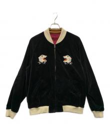 AVIREX（アヴィレックス）の古着「ベルベットスカジャン」｜ブラック×バーガンディー