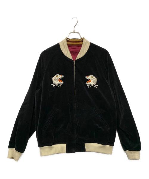 AVIREX（アヴィレックス）AVIREX (アヴィレックス) ベルベットスカジャン ブラック×バーガンディー サイズ:XLサイズの古着・服飾アイテム