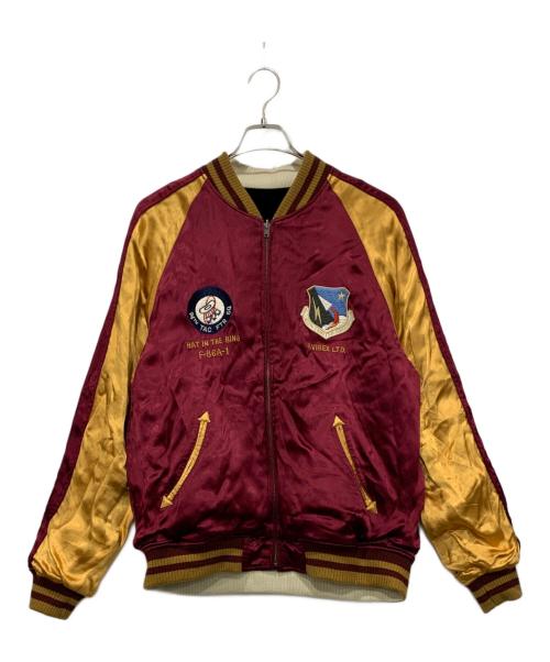 AVIREX（アヴィレックス）AVIREX (アヴィレックス) ベルベットスカジャン ブラック×バーガンディー サイズ:XLサイズの古着・服飾アイテム