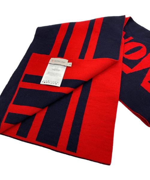 MONCLER（モンクレール）MONCLER (モンクレール) マフラー レッド×ネイビーの古着・服飾アイテム