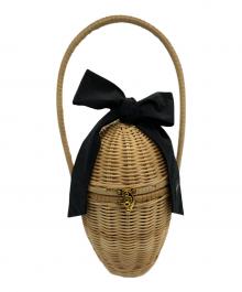 Jingle（ジングル）の古着「どんぐりラタンバッグ」｜ベージュ×ブラック