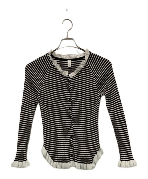 tyn.TGOR（トゴール）tyn.TGOR (トゴール) フリルカーディガン ホワイト×ブラック サイズ:FREEの古着・服飾アイテム