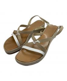 HERMES（エルメス）の古着「クロスストラップサンダル」｜ベージュ×ホワイト