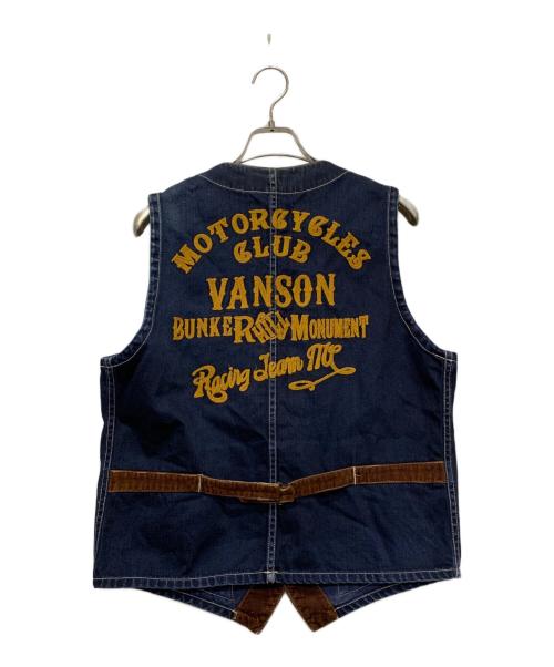 VANSON（バンソン）VANSON (バンソン) デニムベスト インディゴ×ブラウン サイズ:Lの古着・服飾アイテム
