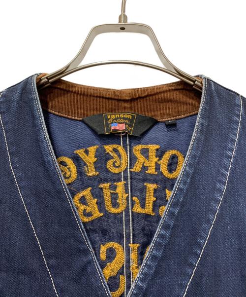 VANSON（バンソン）VANSON (バンソン) デニムベスト インディゴ×ブラウン サイズ:Lの古着・服飾アイテム