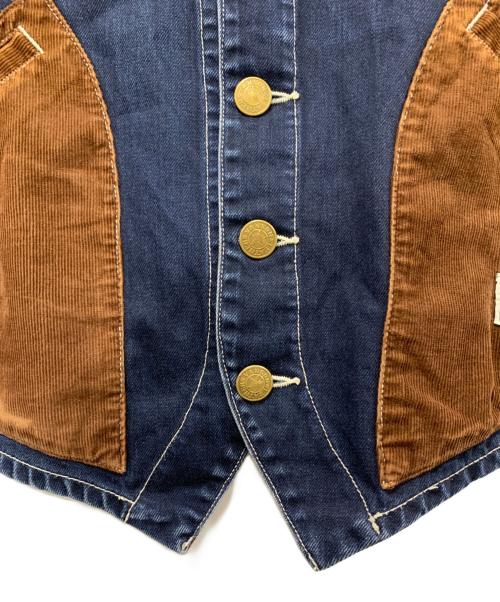 VANSON（バンソン）VANSON (バンソン) デニムベスト インディゴ×ブラウン サイズ:Lの古着・服飾アイテム