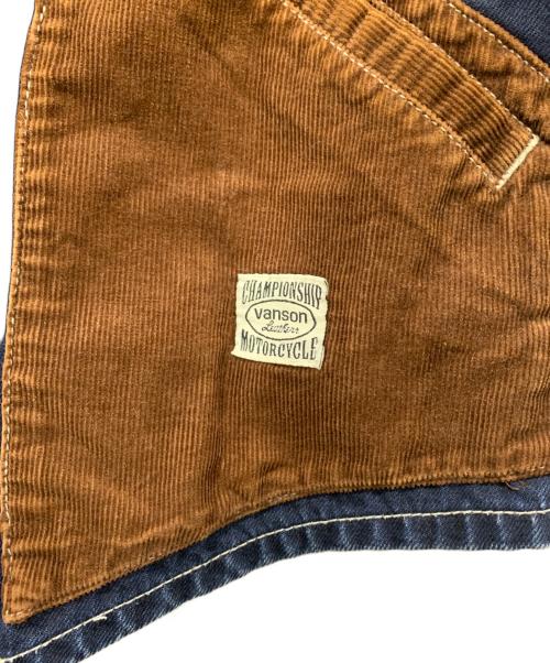 VANSON（バンソン）VANSON (バンソン) デニムベスト インディゴ×ブラウン サイズ:Lの古着・服飾アイテム