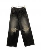 BEAMSビームス）の古着「FUTURE ARCHIVE BUGGY CRUSH DENIM PANTS」｜ブラック