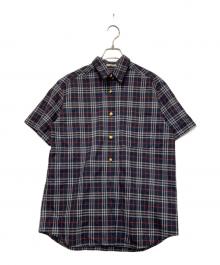 Burberry's（バーバリー）の古着「金釦半袖シャツ」｜ネイビー×レッド
