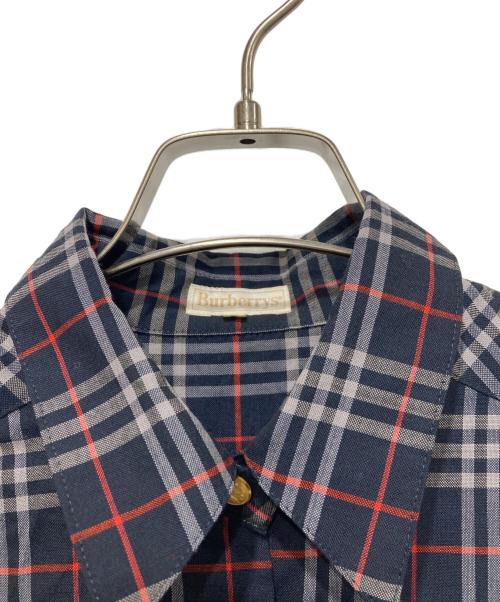 Burberry's（バーバリー）Burberry's (バーバリー) 金釦半袖シャツ ネイビー×レッド サイズ:11ARの古着・服飾アイテム