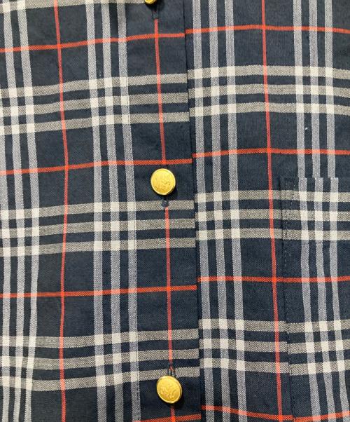 Burberry's（バーバリー）Burberry's (バーバリー) 金釦半袖シャツ ネイビー×レッド サイズ:11ARの古着・服飾アイテム