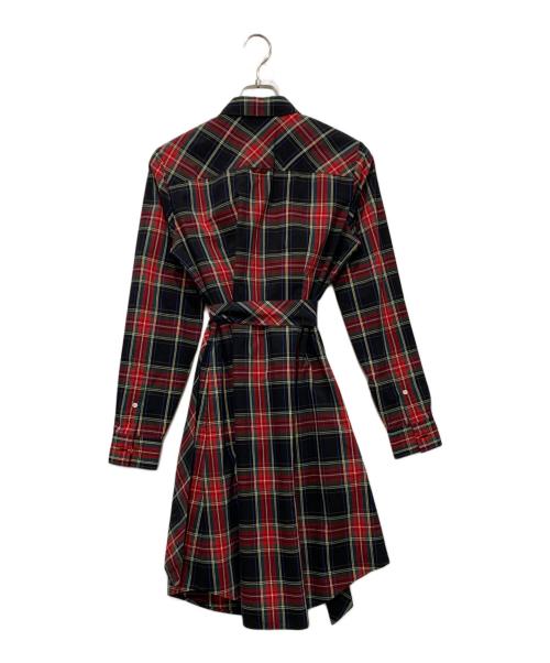 BROOKS BROTHERS（ブルックスブラザーズ）BROOKS BROTHERS (ブルックスブラザーズ) 長袖ワンピース レッド×ブラック サイズ:SIZE 6の古着・服飾アイテム