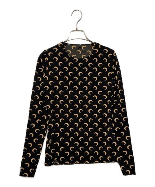 MARINE SERRE（マリーンセル）MARINE SERRE (マリーンセル) ロングスリーブカットソー ブラック×ベージュ サイズ:SIZE Lの古着・服飾アイテム