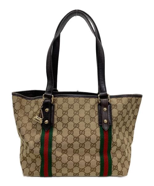 GUCCI（グッチ）GUCCI (グッチ) キャンバストートバッグ ブラウンの古着・服飾アイテム