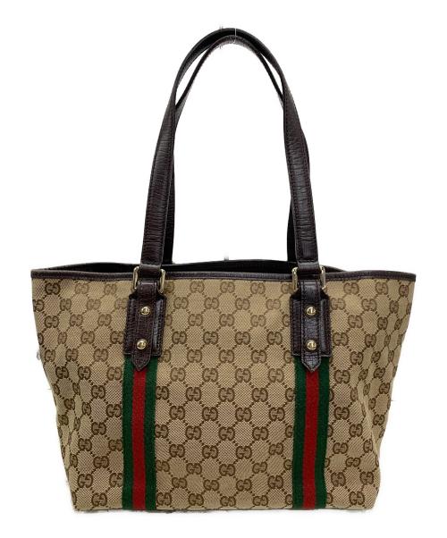 GUCCI（グッチ）GUCCI (グッチ) キャンバストートバッグ ブラウンの古着・服飾アイテム