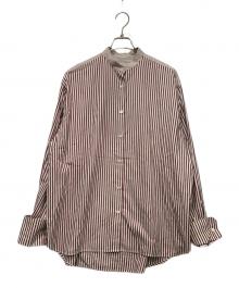 maison kitsune（メゾンキツネ）の古着「スタンドカラーシャツ」｜レッド×ホワイト