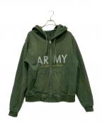 MLVINCEメルヴィンス）の古着「ARMY ラインストーン ジップパーカー」｜グリーン