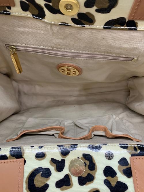 TORY BURCH（トリーバーチ）TORY BURCH (トリーバーチ) トートバッグ ベージュ×アイボリー×ブラックの古着・服飾アイテム