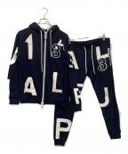 1PIU1UGUALE3 RELAXウノピゥウノウグァーレトレ リラックス）の古着「ビッグファスナーランダムロゴ」｜ネイビー×ホワイト