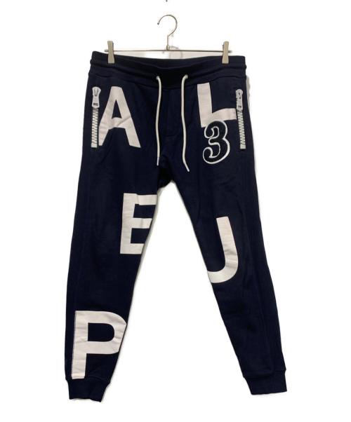1PIU1UGUALE3 RELAX（ウノピゥウノウグァーレトレ リラックス）1PIU1UGUALE3 RELAX (ウノピゥウノウグァーレトレ リラックス) ビッグファスナーランダムロゴ ネイビー×ホワイト サイズ:SIZE XLの古着・服飾アイテム