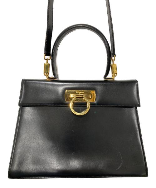 Salvatore Ferragamo（サルヴァトーレ フェラガモ）Salvatore Ferragamo (サルヴァトーレ フェラガモ) ガンチーニ2Wayハンドバッグ ブラックの古着・服飾アイテム