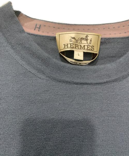 HERMES（エルメス）HERMES (エルメス) 薄手ニット グレー サイズ:SIZE Lの古着・服飾アイテム