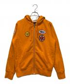 Hysteric Glamour×SUPREMEヒステリックグラマー×シュプリーム）の古着「Patches Zip Up Sweatshirt」｜オレンジ