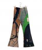 NON TOKYOノントーキョー）の古着「PRINT RIB FLARE PANTS」｜ブラウン×グリーン