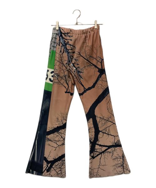 NON TOKYO（ノントーキョー）NON TOKYO (ノントーキョー) PRINT RIB FLARE PANTS ブラウン×グリーン サイズ:SIZE Freeの古着・服飾アイテム