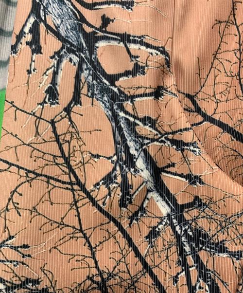 NON TOKYO（ノントーキョー）NON TOKYO (ノントーキョー) PRINT RIB FLARE PANTS ブラウン×グリーン サイズ:SIZE Freeの古着・服飾アイテム