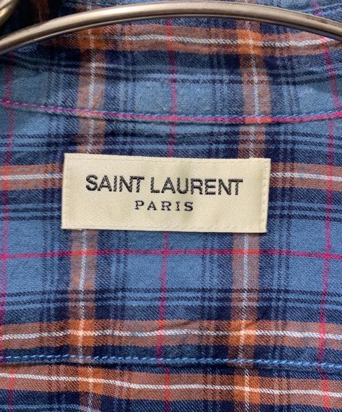 Saint Laurent Paris（サンローランパリ）Saint Laurent Paris (サンローランパリ) 長袖シャツ ブルー×ブラウン サイズ:SIZE 39の古着・服飾アイテム